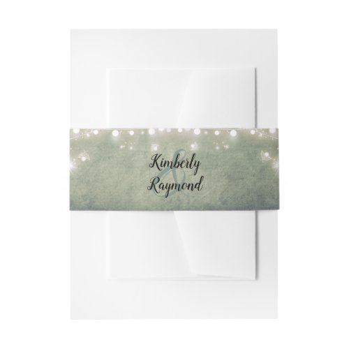 Fireflies and String Lights Rustic Woodland Invitation Belly Band