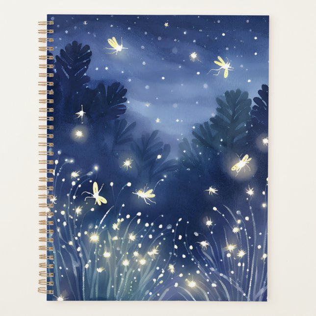 Fireflies at Night | Firefly Blue Watercolor Planner (Front)