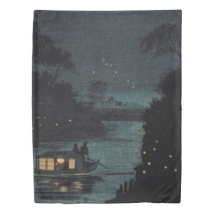 Fireflies At Ochanomizu By Kobayashi Kiyochika Duvet Cover