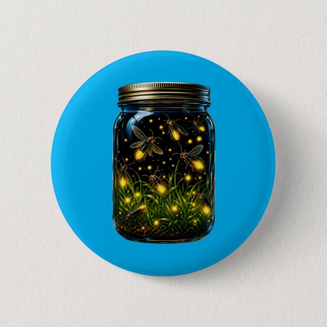 Fireflies Bugs In A Jar Glow Bug Lightning Insects Button (Front)