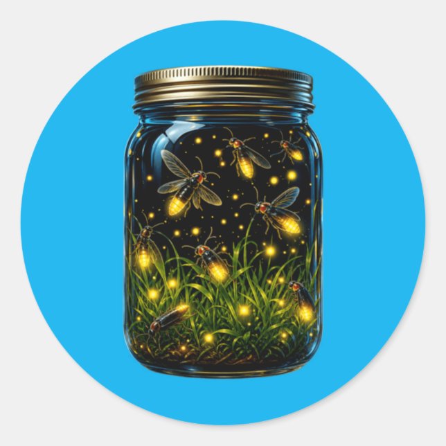 Fireflies Bugs In A Jar Glow Bug Lightning Insects Classic Round Sticker (Front)