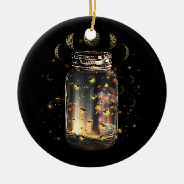 Fireflies Bugs In Jar Firefly Lightning Insects Gl Ceramic Ornament (Front)