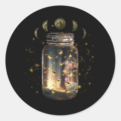 Fireflies Bugs In Jar Firefly Lightning Insects Gl Classic Round Sticker