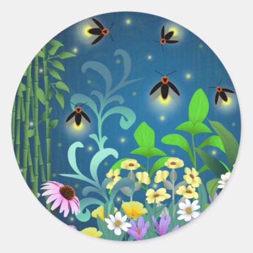 Fireflies   classic round sticker