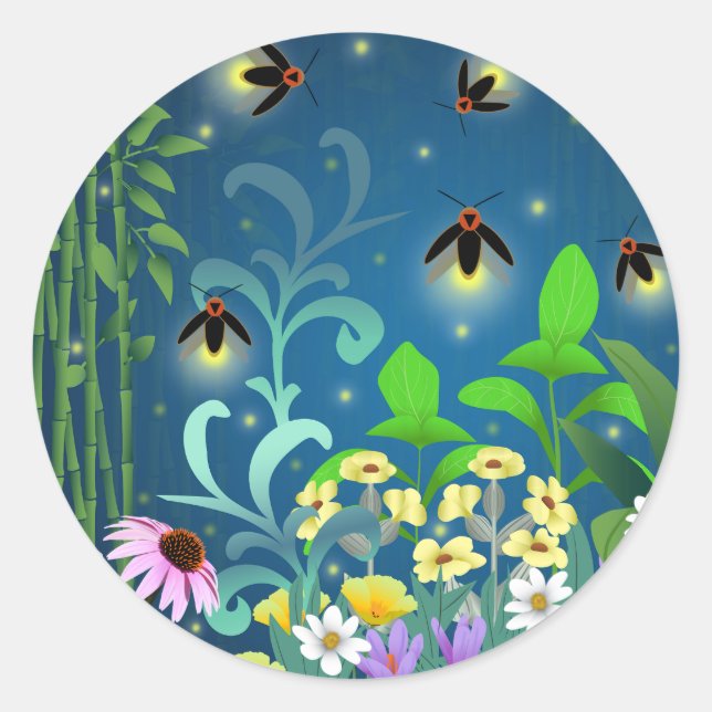 Fireflies   classic round sticker (Front)