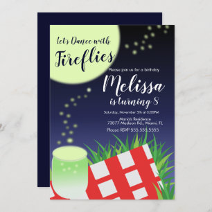 Fireflies Flashy Lights Outdoor Camping Picnic Invitation