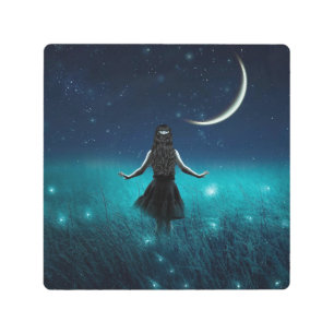 FIREFLIES GIRL METAL WALL ART 8X8
