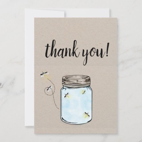 Fireflies in a mason jar thank you note