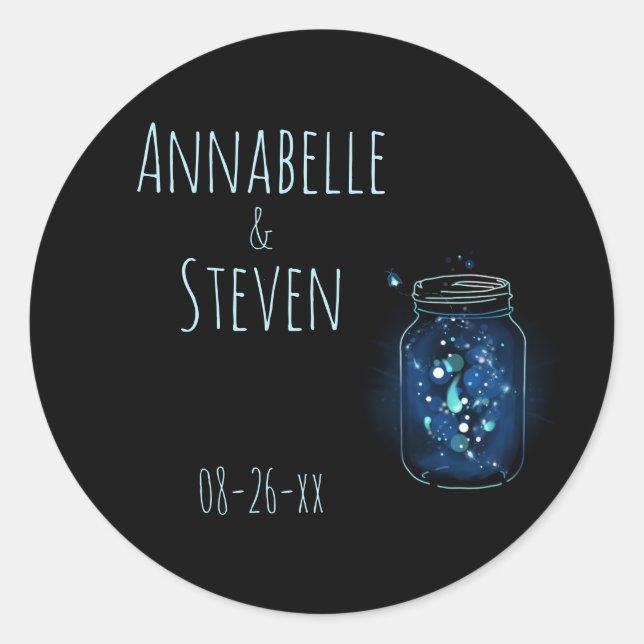 Fireflies in Jar Personalized Classic   Round Sticker (Front)