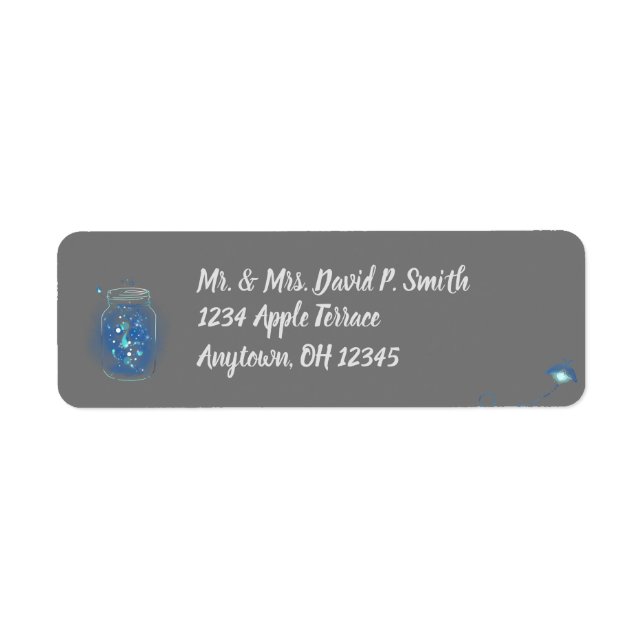 Fireflies in Jar Personalized Gray Background Label (Front)