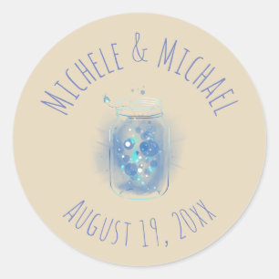 Fireflies in Jar Personalized Names Date Classic Round Sticker