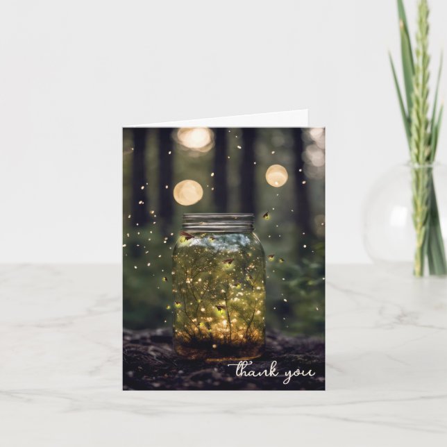 Fireflies In Jar Thank You Card (Front)