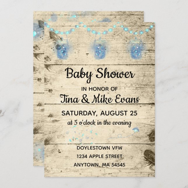 Fireflies in Jars Baby Shower Invitation (Front/Back)