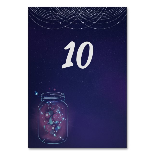 Fireflies in Jars Table Number (Front)