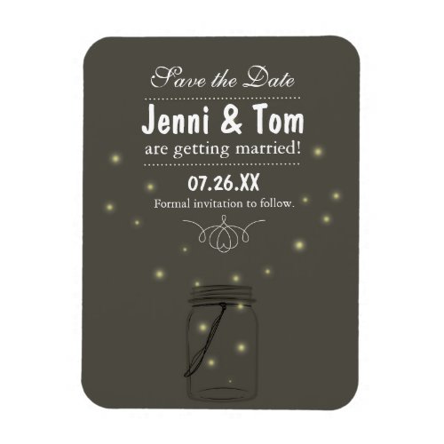 Fireflies in Mason Jar Rustic Magnet Save the Date