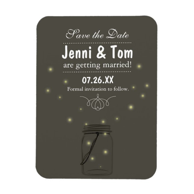 Fireflies in Mason Jar Rustic Magnet Save the Date (Vertical)
