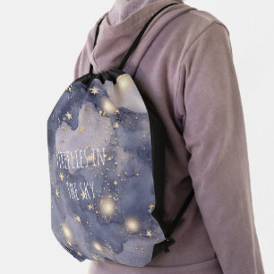 Fireflies in the Sky Stars Drawstring Bag