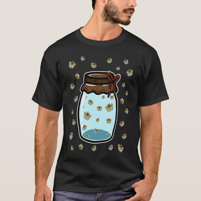 Fireflies Jar Glowworm Entomology Insect Bug T-Shirt (Front)
