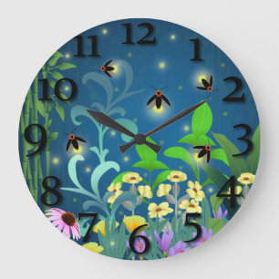 Fireflies Large Clock