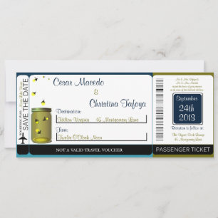 Fireflies/Mason Boarding Pass Wedding Invitation