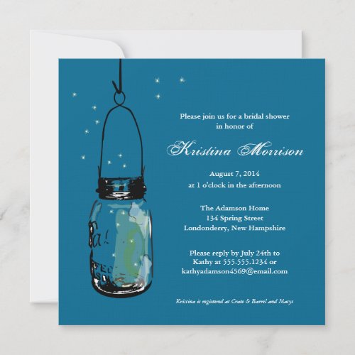 Fireflies &amp; Mason Jar Bridal Shower Personalized Invitation