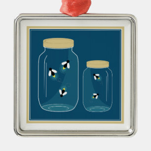 Fireflies Mason Jar Metal Ornament