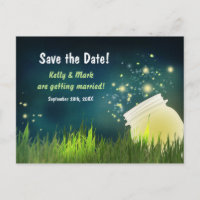 Fireflies & Mason Jar Night Save the Date Postcard