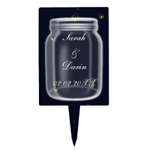 fireflies mason jar personalized cake picks