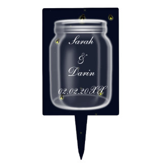 fireflies mason jar personalized cake picks