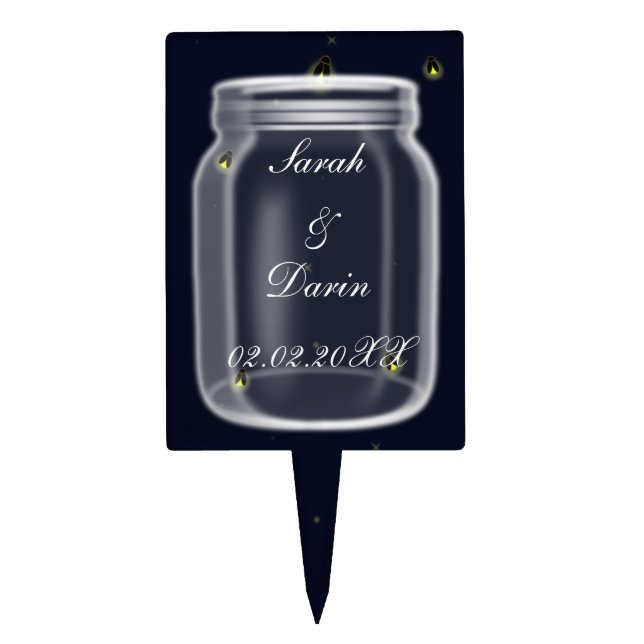 fireflies mason jar  personalized cake picks (Front)