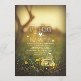 Fireflies Mason Jar Rustic Garden Wedding Invites