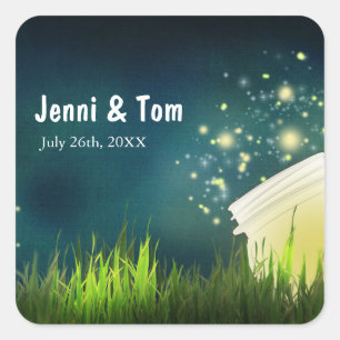 Fireflies + Mason Jar Rustic Night Wedding Sticker
