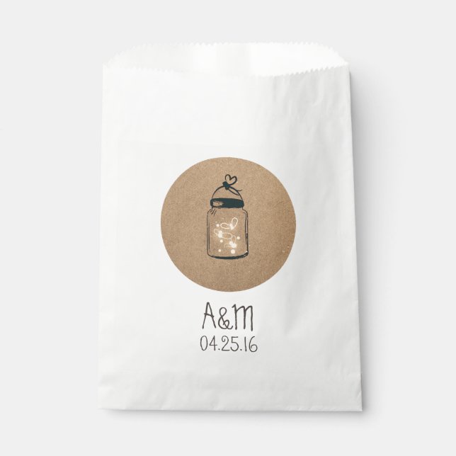 Fireflies Mason Jar Rustic Wedding Favor Bag (Front)