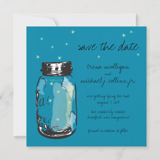 Fireflies & Mason Jar Save the Date (Front)