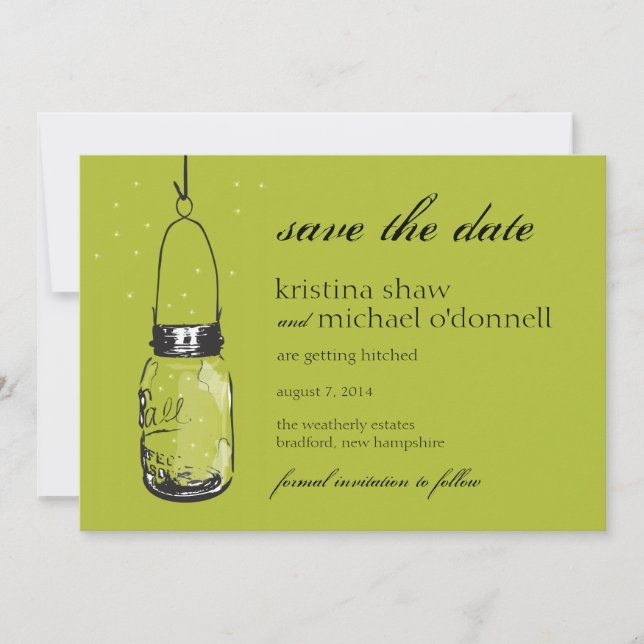 Fireflies & Mason Jar Save the Date (Front)