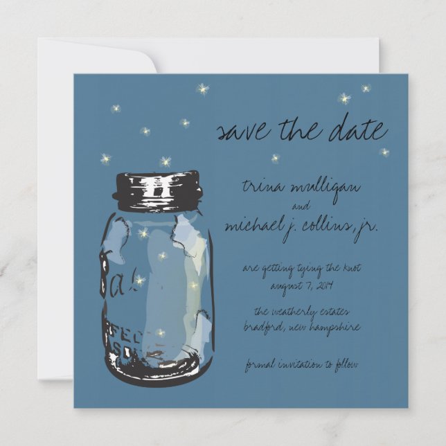 Fireflies & Mason Jar Save the Date (Front)