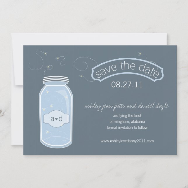 Fireflies & Mason Jar Save the Date (Front)