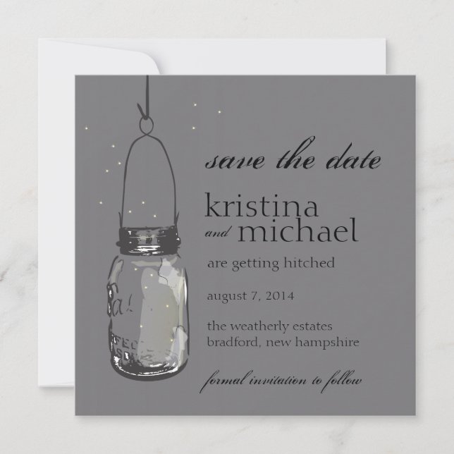 Fireflies & Mason Jar Save the Date (Front)