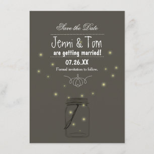 Fireflies Mason Jar Save The Date Invitation Card