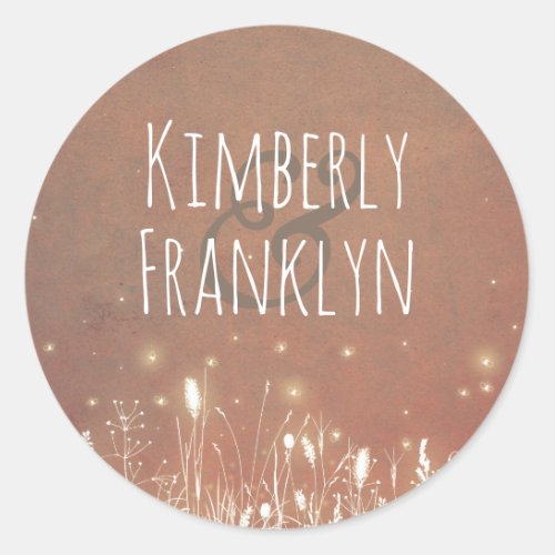 Fireflies Night Field Rustic Country Wedding Classic Round Sticker