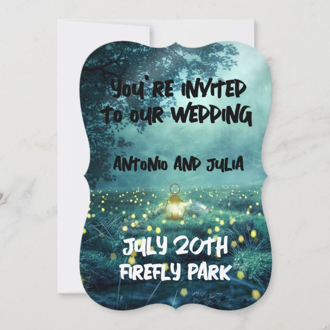 FIREFLIES NIGHT TIME FANTASY WEDDING INVITATION (Front)
