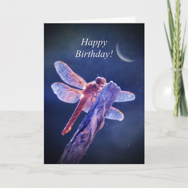 Firefly and Crescent Moon Wicca Birthday Card (Front)