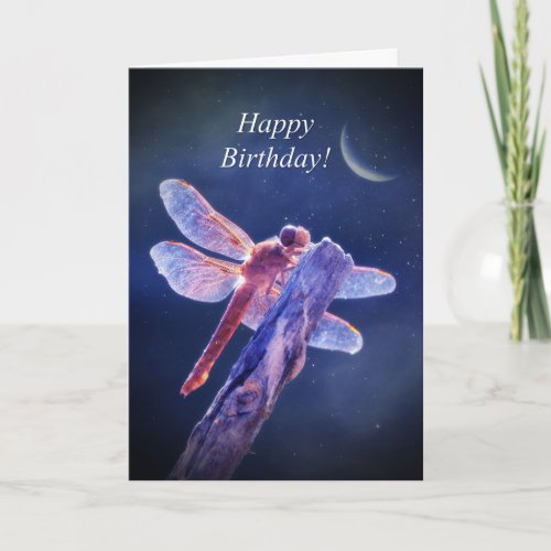 Firefly and Crescent Moon Wicca Birthday Card