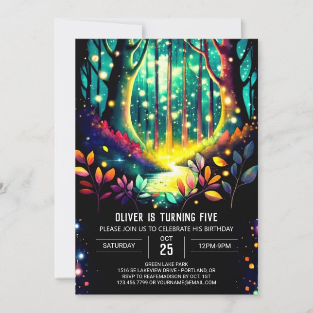 Firefly Dreamy Forest Birthday Invitation (Front)