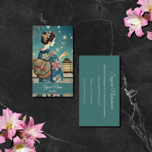 Firefly Elegance – Summer Kimono Business Card (Creator Uploaded)