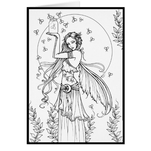 Firefly Fairy Fantasy Color Your Own Card (Front)