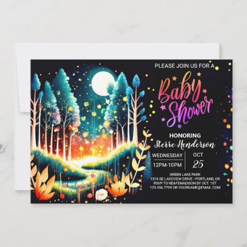 Firefly Fantasy Woodland Baby Shower Invitation