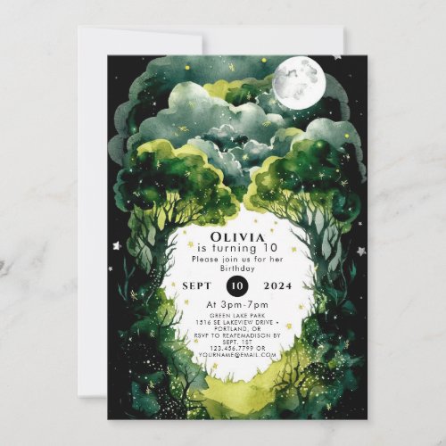 Firefly Fantasy Woodland Birthday Invitation