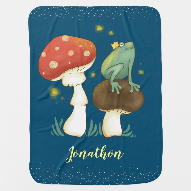 Firefly Frog Prince Personalized Baby Blanket (Front)