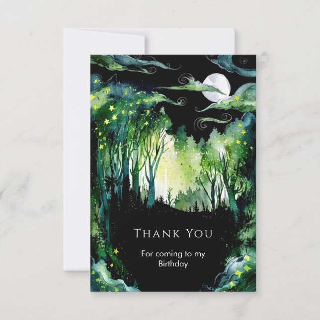 Firefly Glow Woodland Birthday Thank You Card (Front)